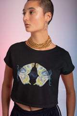 Crop Top with "Split Butterfly Wings" Print