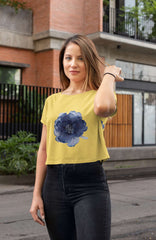 Crop Top with "Azure Petals" Print