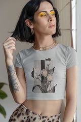 Crop Top with "Industrial Bloom" Print