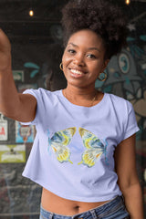 Crop Top with "Split Butterfly Wings" Print
