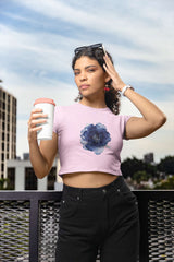 Crop Top with "Azure Petals" Print