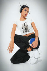 Crop Top with "Industrial Bloom" Print