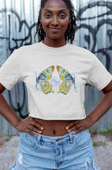 Crop Top with "Split Butterfly Wings" Print
