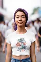 Crop Top with "Abstract Botanical Beauty" Print