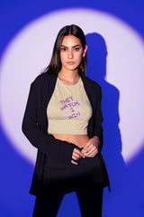 Crop Top with "They Watch I Win" Print
