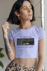 Crop Top with "Racing Sparks, Real Feelings" Print
