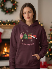 Regular Fit Unisex hoddie with "Christmas Icons" Print