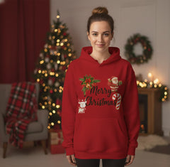 Regular Fit Unisex hoddie with "Santa & Reindeer Merry Christmas" Print