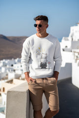 Regular Fit Unisex Sweatshirt with "Cute Cat Illustration" Print