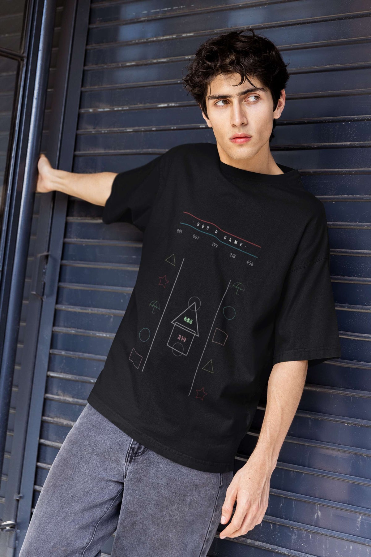 Unisex Relaxed Fit T-Shirt with "Squid Game House" Print