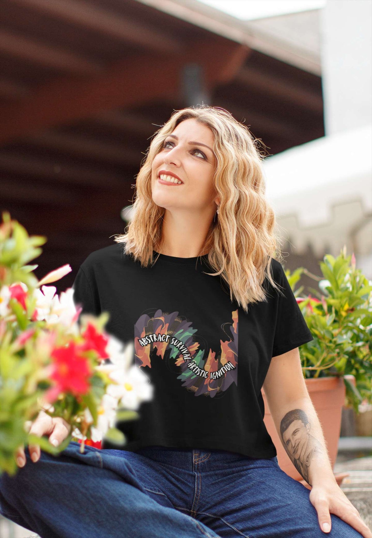 Crop Top with "Abstract Spark" Print