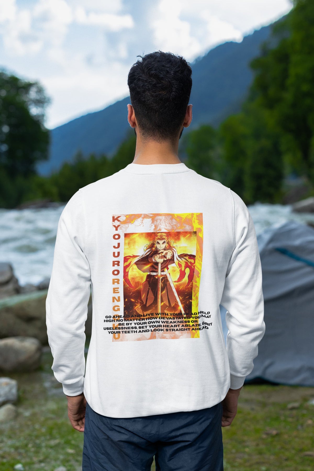 Regular Fit Unisex Sweatshirt with "Kyojuro Rengoku" Print