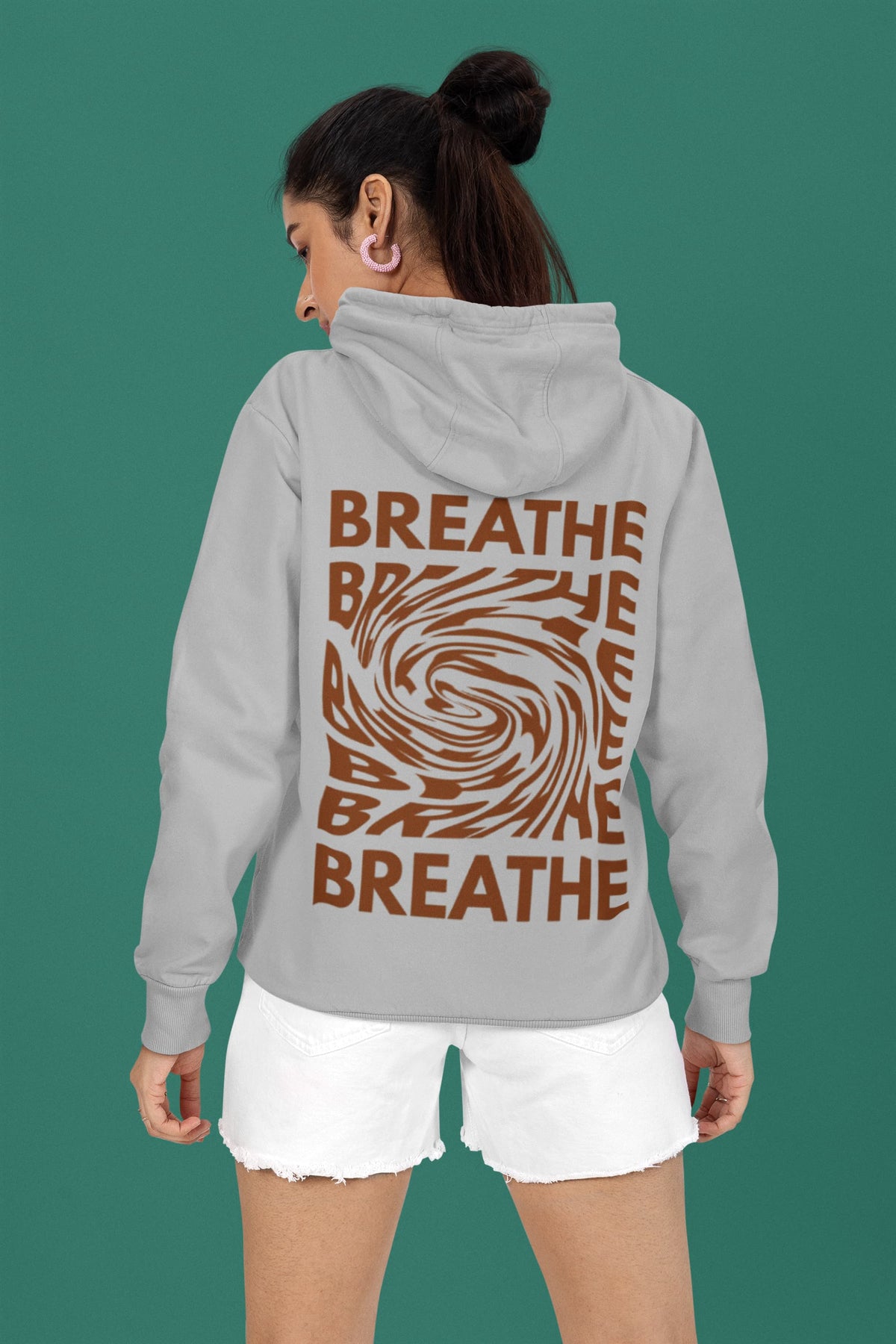 Regular Fit Unisex hoddie with "Breathe" Print