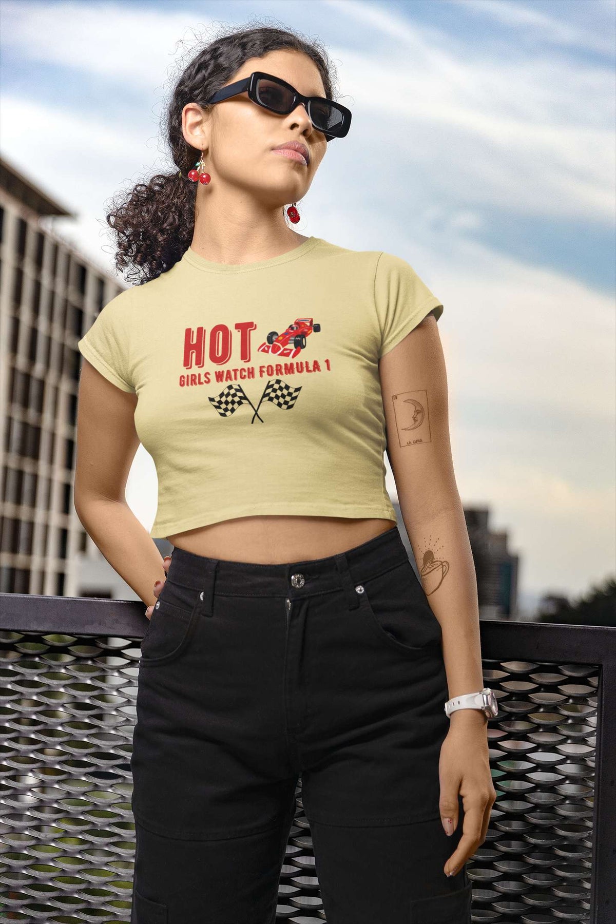 Crop Top with "Fast Cars, Fierce Girls" Print