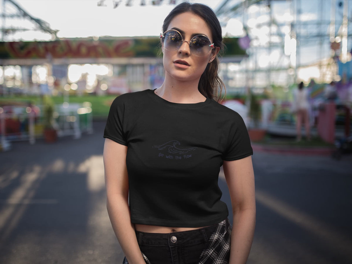 Crop Top with "Go With The Flow" Print