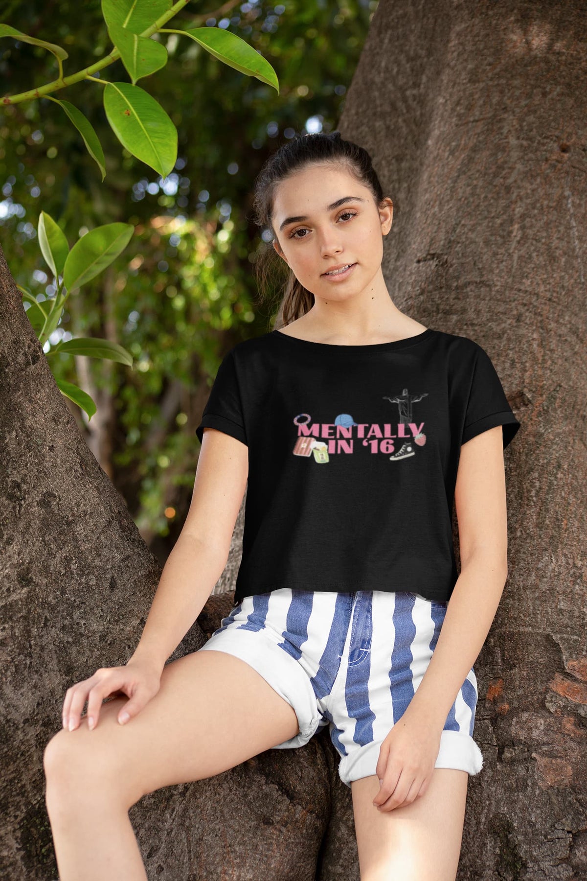 Crop Top with "Mentally In '16" Print