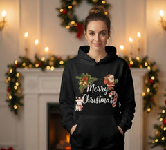 Regular Fit Unisex hoddie with "Santa & Reindeer Merry Christmas" Print