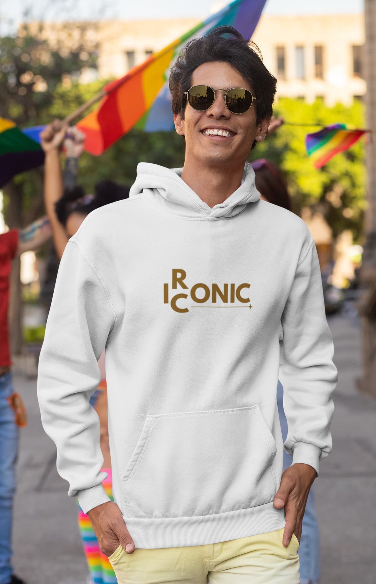 Regular Fit Unisex hoddie with "Ironic" Print