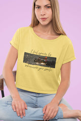 Crop Top with "Racing Sparks, Real Feelings" Print