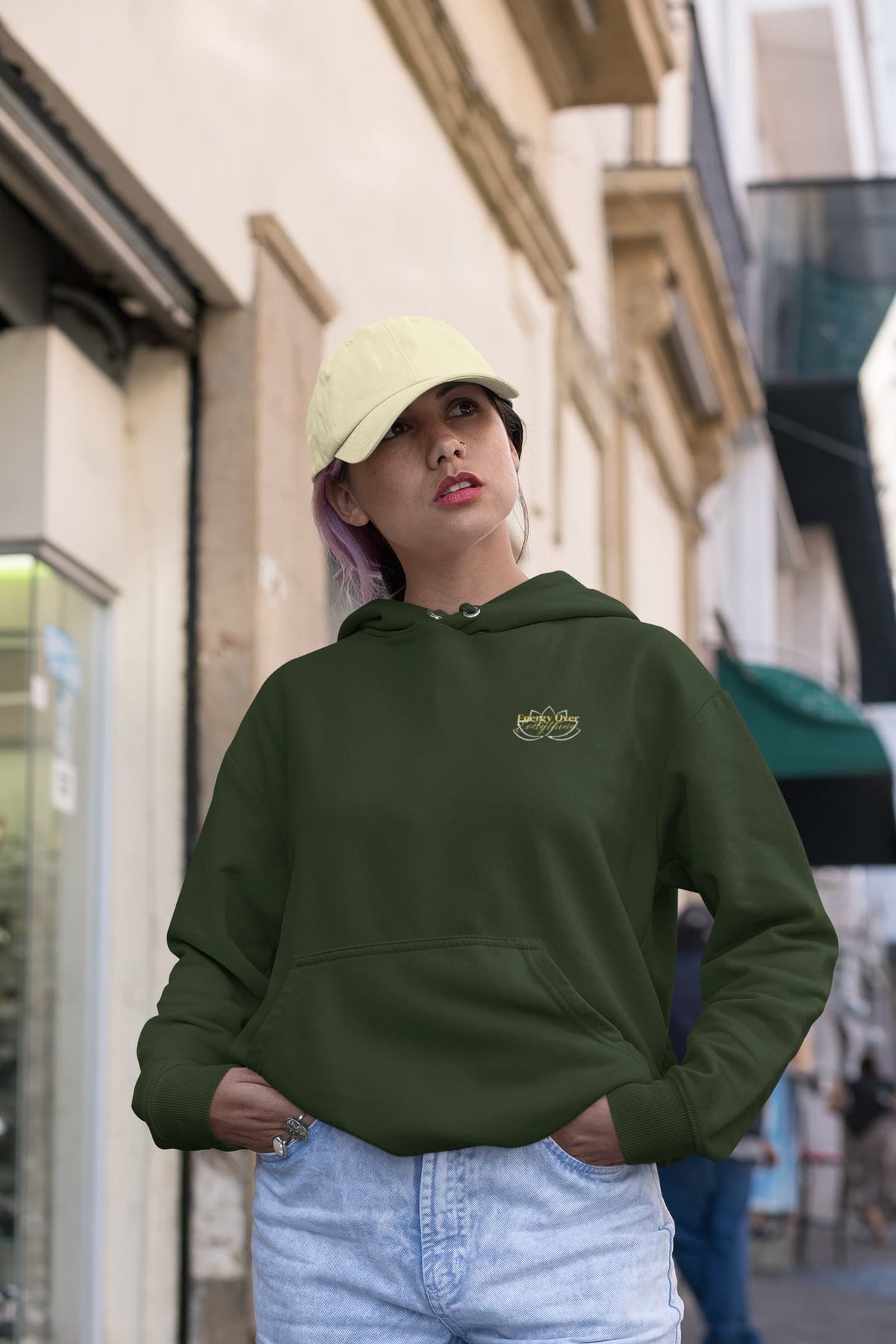 Regular Fit Unisex hoddie with "Energy Over Overthink" Print