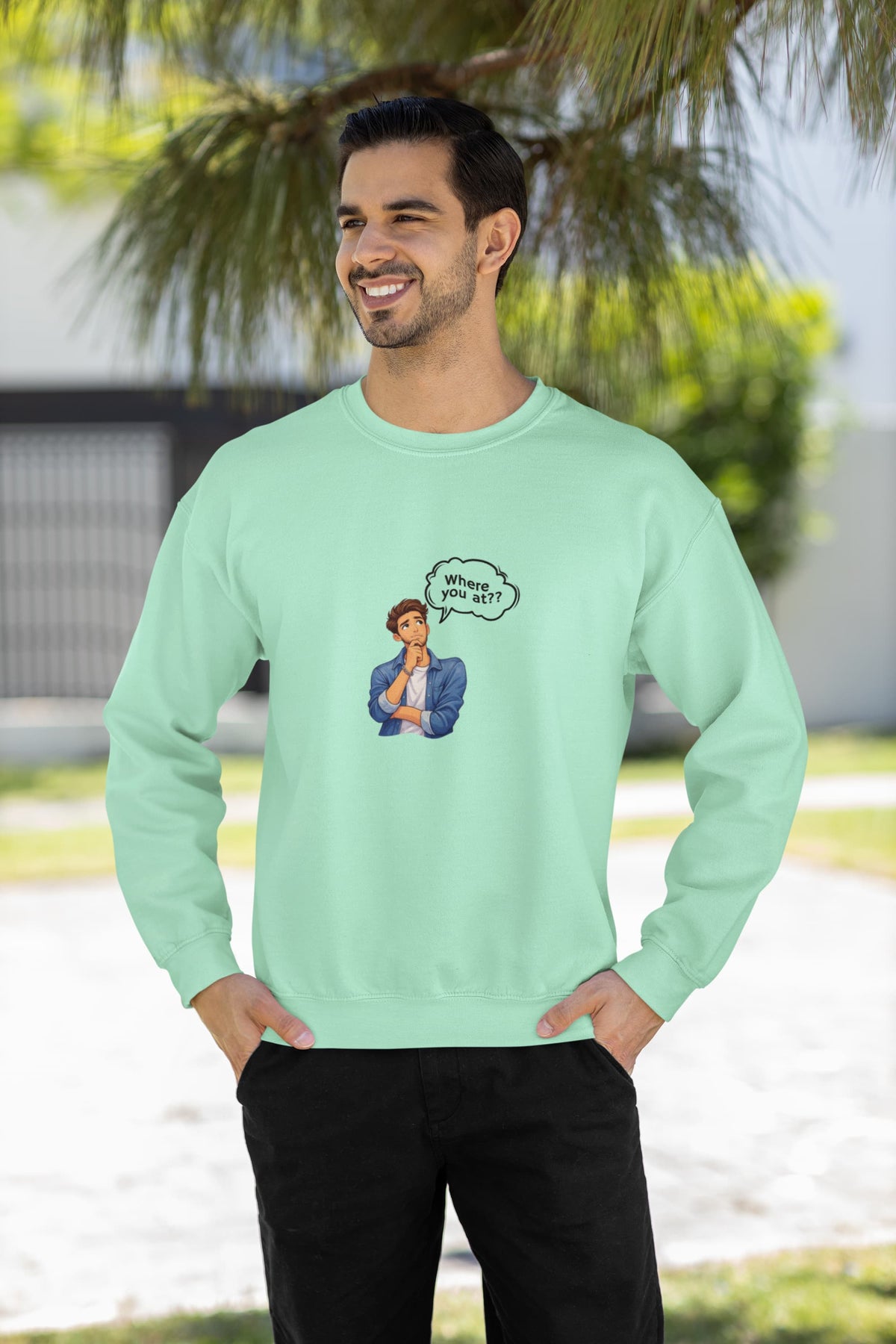 Regular Fit Unisex Sweatshirt with "Couples-Chat" Print