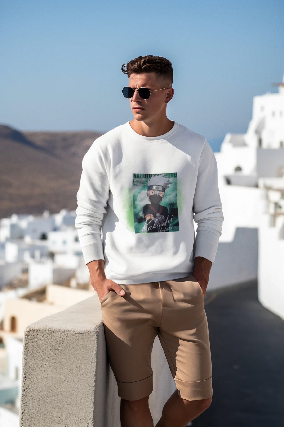 Regular Fit Unisex Sweatshirt with "Kakashi Hatake" Print